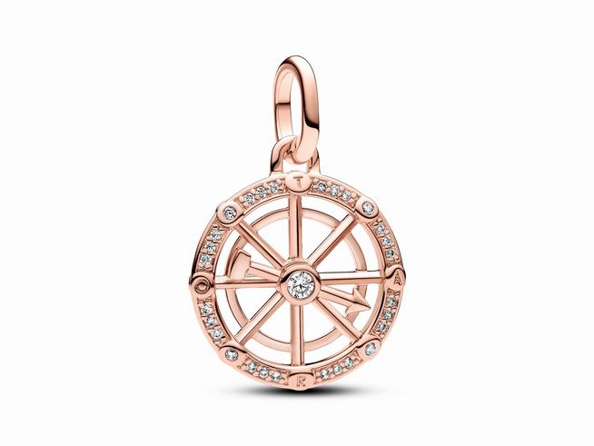 Pandora ME 783063C01 - Glücksrad Medaillon-Charm - Roségold verg. - Zirkonia klar