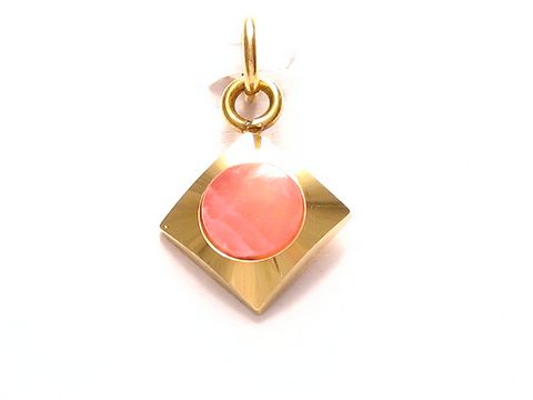 Rhodochrosit Quadrat Anhänger mit Gold Auflage (Doublé)