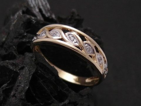 Gold Ring - traumhaft - Gold 585 bicolor - Zirkonia - Goldring - Gr. 58