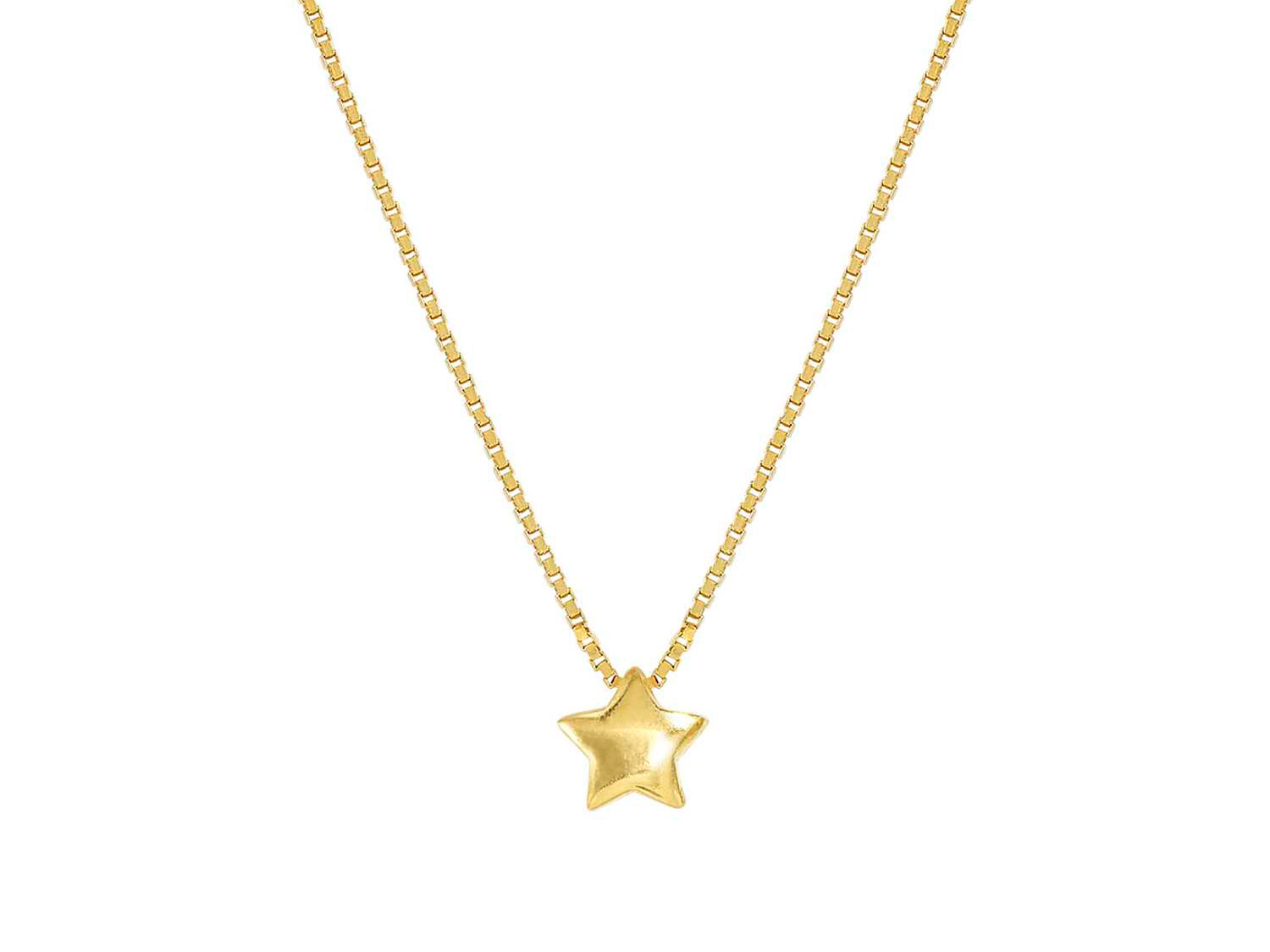 Goldfarbenes Collier mit einem Stern-Anhänger, gefertig aus Sterling Silber, Kettenlänge von 36 bis 42 cm, stilvoll und elegant für jeden Anlass, Hersteller Nomination.