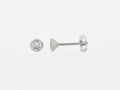 Weißgold Ohrringe - Kelch - 4,3 mm - Zirkonia - Stecker