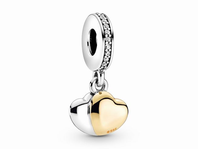 Pandora People - Charm - Doppelherz - Silber - Gelbgold - 799162C01 - Zirkonia