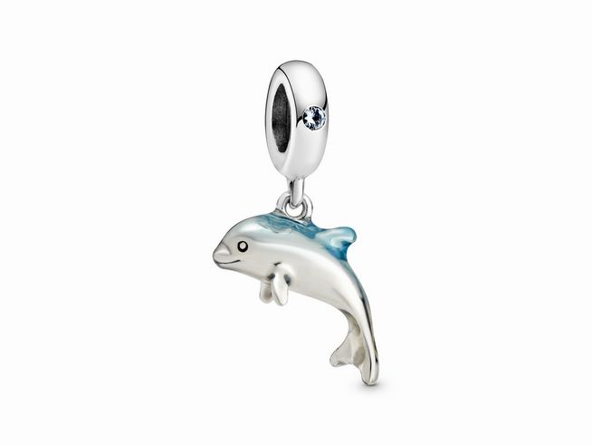 Pandora Silber 798947C01 Schimmernder Delfin-Anhänger Anhänger Charm - Kristall