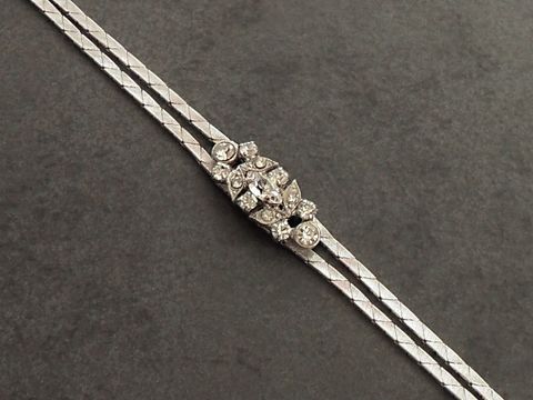 Strass Armband - stilvoll - WEIß - 19-21,5 cm - silberfarben