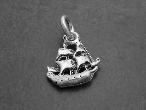 Kleines Schiff - 925 Sterling Silber Anhänger- 2 Master