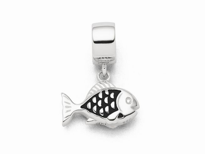 DUR Schmuck F300 - Sterling Silber Charm Fisch dunkel -