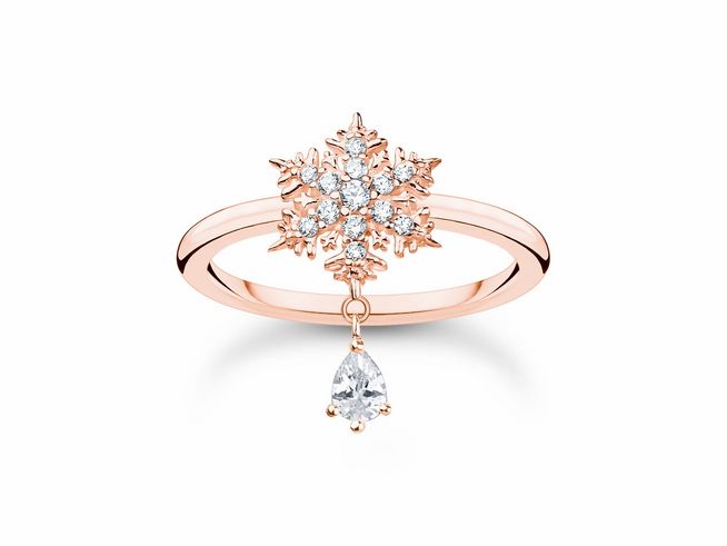 Thomas Sabo TR2414-416-14-54 - Ring - Sterling Silber - vergoldet Roségold + Zirkonia - Schneeflocke - Gr. 54