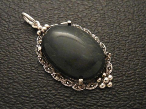 Cabochon - Fantasie Jaspis - Silber Medaillon Anhänger