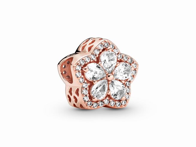 Pandora Timeless - Charm - Funkelnder Schneeflockenpavé - Silber - Roségold - 789224C01 - Zirkonia