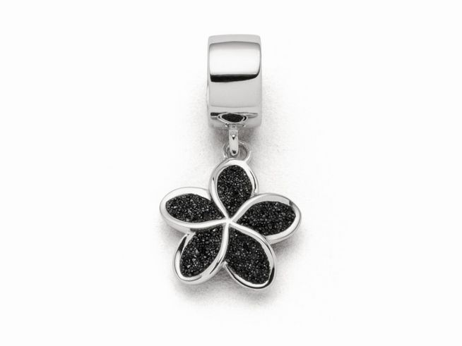 DUR Schmuck F322 - Sterling Silber Charm Plumeria Blüte Lavasand - Lavasand -