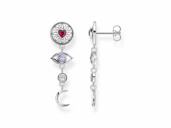 Thomas Sabo Ohrringe H2277-640-7 - Silber geschw. & synth. Korund & Zirkonia - bunt - kosmischer Talisman