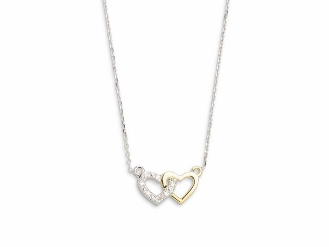 Xenox Gold Kette XG4201G/42 - 42 cm - HEART - Gelbgold Karreekette 375 GOLD - Herz