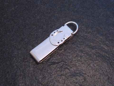 Gürtelclip - ECHT SILBER mit Hufeisen Pferdesport