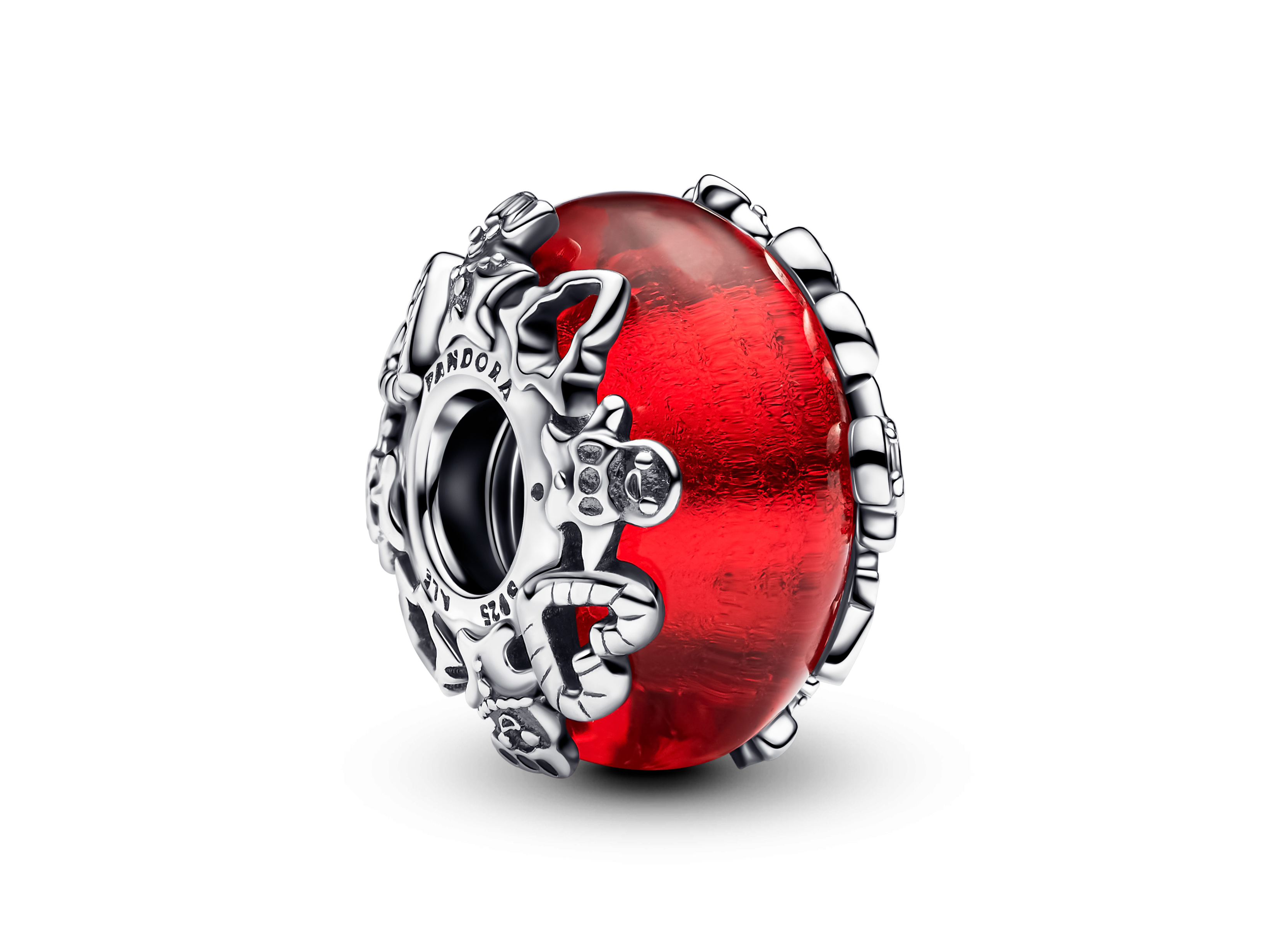 Pandora charm 793597C00 Weihnachtsmotiv-Anhänger aus Silber mit rotem Muranoglas und goldener Folie