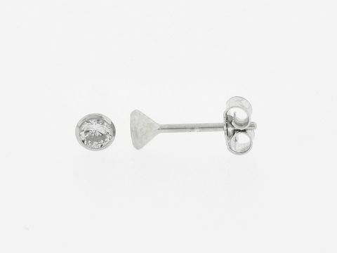 Weißgold Ohrringe - Kelch - 3,8 mm - Zirkonia - Stecker