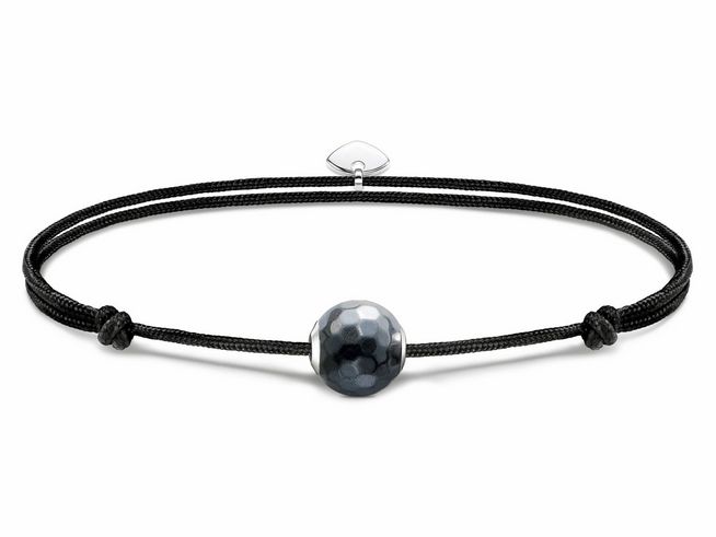 Thomas Sabo A2104-173-5-L22V Armband - Textil mit Karma Bead - Silber & Nylon - grau - bis 22 cm