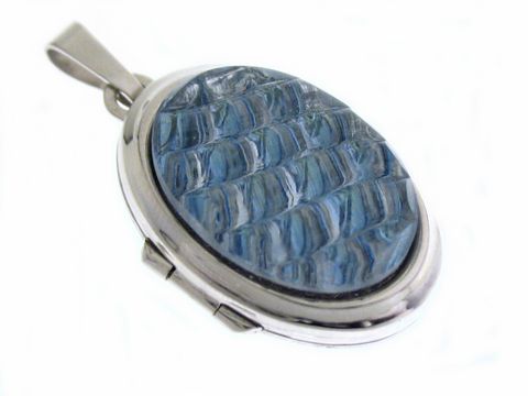 Aqua look Medaillon mit Cabochon Sterling Silber rho.