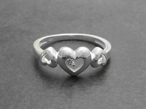 Ring - Drei Herzen Sterling Silber Zirkonia - Größe 48