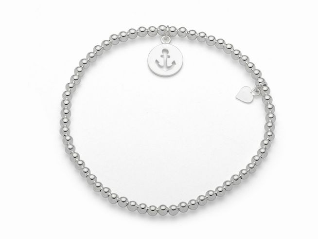 DUR Schmuck A1567.ANKER - Sterling Silber Armband Kugel Anker - 19,5 cm