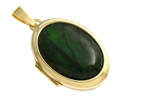 Perlmutt Cabochon - Gold 585 Medaillon - grün