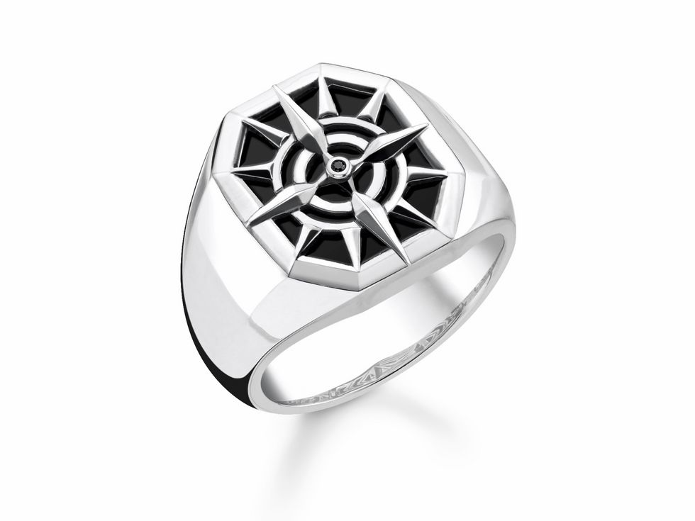 Thomas Sabo - Herrenring - TR2274-641-11-68 - Siegelring - Sterling Silber - Onyx - Zirkonia - schwarz - Gr. 68