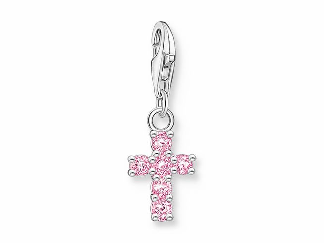 Thomas Sabo 2032-051-9 Charm-Anhänger - Kreuz - Silber & Zirkonia - Rosa-Pink