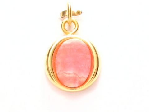 Rhodochrosit oval - Anhänger mit Gold Auflage (Doublé)