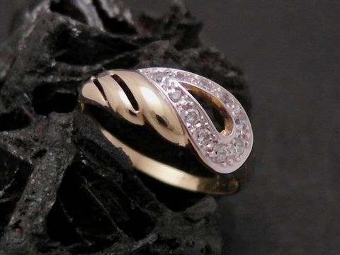 Gold Ring - aufregend - Gold 585 bicolor - Zirkonia - Goldring - Gr. 57