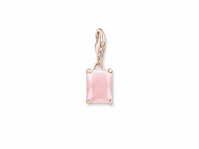 Thomas Sabo Charms-Anhänger - 1867-536-9 Oktagon-Schliff - Sterling Silber - verg. Roségold + Rosenquarz pink