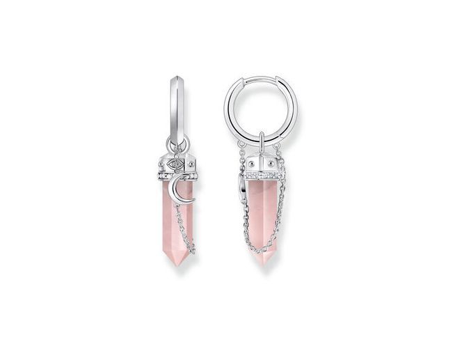 Thomas Sabo CR722-643-9 Creolen - Kristall - Creolen mit Rosenquarz - Silber gesch. & Zirkonia - Rosa-Pink