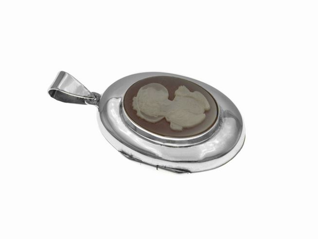 Medaillon Frau & Hut Karneol oval - Sterling Silber