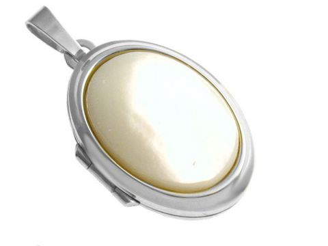 Perlmutt Cabochon - Sterling Silber Medaillon