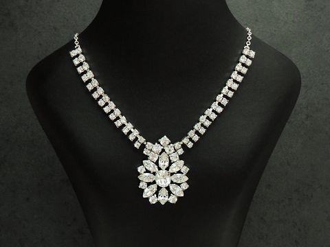 Strass Collier Kette - bezaubernd - weiß 38-45 cm - Strasskette