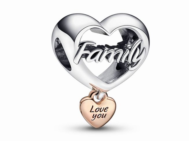 Pandora charm Liebe dich Familie Herz Charm - 782326C00 - Silber & Roségold Verg.