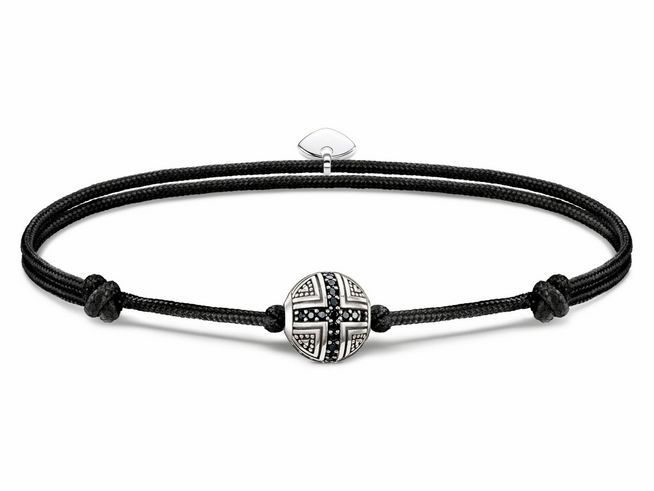 Thomas Sabo A2111-889-11-L22V Armband - Textil mit Karma Bead - Silber gesch. & Nylon & Zirkonia - Schwarz - bis 22 cm