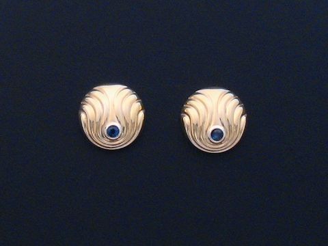 Ohrringe - Saphir - Gold Ohrstecker - 11,4 mm