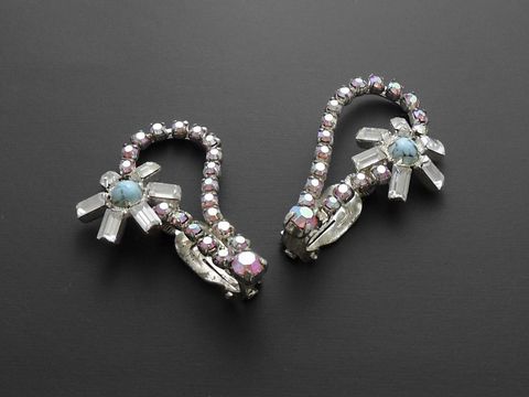 Strass Ohrclip - weiblich - rosa-schimmer - Strass Schmuck