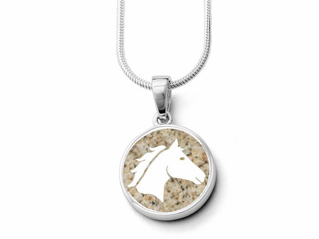 DUR Anhänger - Pferdeglück Pferdekopf - Strandsand - P4518 - Sterling Silber rhodiniert