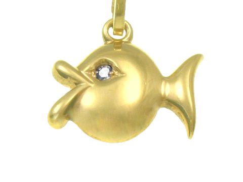 Fisch FISH - Gold Anhänger mit Diamant - Pisces