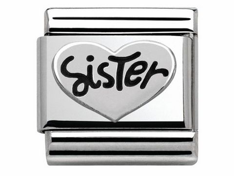 Nomination 330101 11 Classic OXIDIERTE SYMBOLE Edelstahl + 925er Silber - Herz SISTER