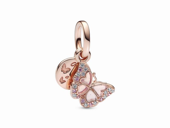 Pandora Charm Anhänger 782555C01 - Schmetterling - Roségold Vergoldung - Zirkonia Rosa