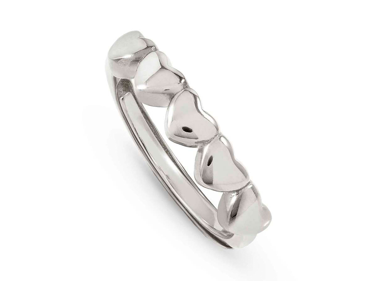 Silberner Ring von Nomination Armonica mit Herzmotiven, rhodiniert, Größe 11 bis 17, elegant und modern gestaltet, ideal für jeden Anlass, schlichte Schönheit in hochwertigem Sterling Silber.