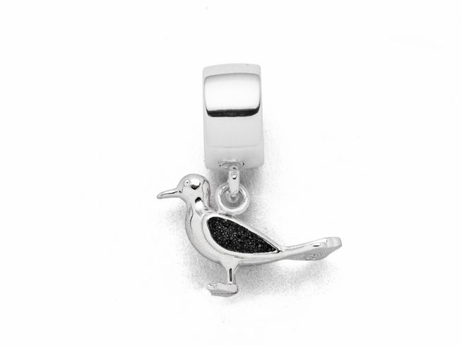 DUR Schmuck F326 - Sterling Silber Charm Möwe Lavasand - Lavasand -