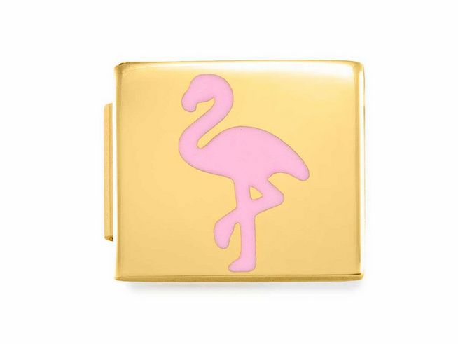 Nomination Classic GLAM Link Edelstahl mit Emaille Gelbgold - 230204 02 - Flamingo