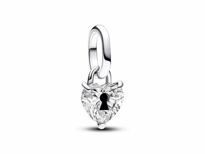 Pandora ME 793086C01 - Schlüsselloch Herz Mini-Charm-Anhänger - Sterling Silber - Zirkonia Schwarz