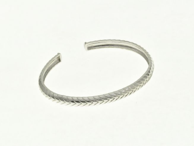 Zopfmuster Armreifen - Sterling Silber rhodiniert - 16,5 cm