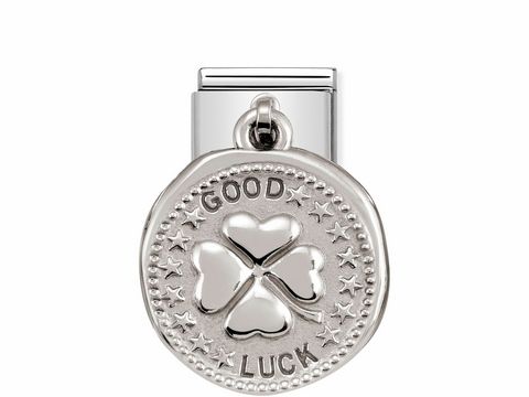 NOMINATION 331804 07 - CLASSIC Silver Shine Wishes - Kleeblatt GOOD LUCK