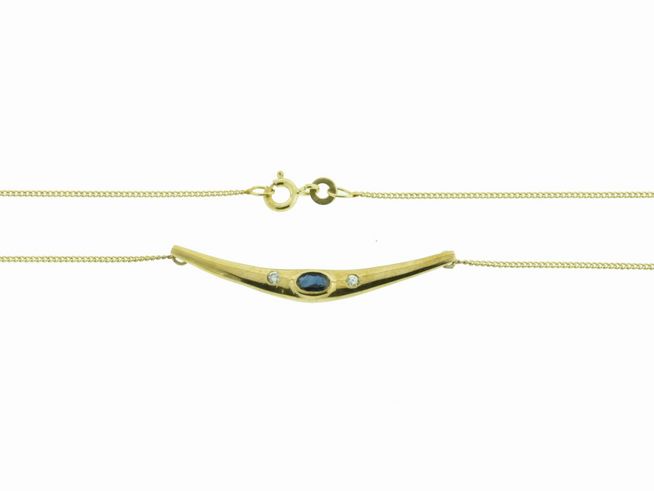 Collier Mittelteil - Safir + Brillanten - Gold 333 41 cm -