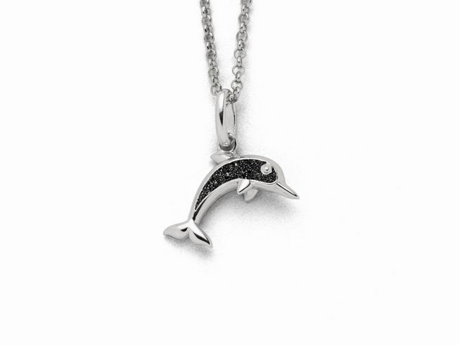 DUR Schmuck K2726 - Sterling Silber Kette Delfin Lavasand - Lavasand - 42 cm