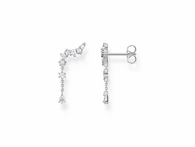 Ohrring Ear climber von Thomas Sabo aus Sterling Silber mit Zirkonia im Polartraum Design, funkelnde Elemente in geschwungener Form, elegant und modern, ideal für besondere Anlässe.